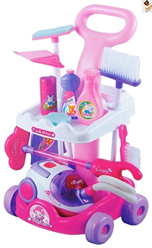 Preisvergleich Produktbild Putzwagen in pink mit viel Zubehör