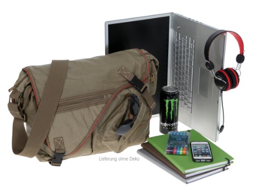 ELEPHANT Kuriertasche SAHARA Canvas Tasche Laptopfach 39×28 cm Schultertasche - 3