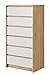 Produktbild Highboard Kelibia 08, Farbe: Eiche/Weiß matt - 121 x 62 x 41 cm (H x B x T)