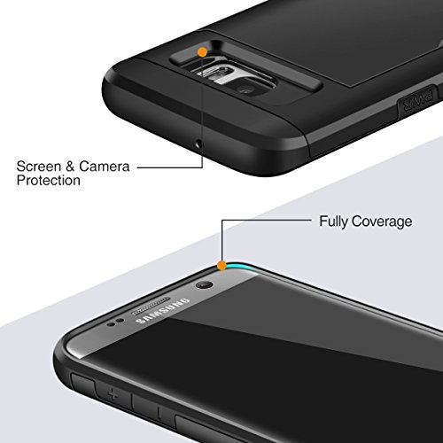 Funda Samsung Galaxy S7 Edge Coolden Protectora Rigida Compartimento para 2 Tarjetas S7 Edge Ultra Delgado Carcasa de Doble Capa Absorci  n de choque Anti-Golpes Caso para Samsung S7 Edge-Negro