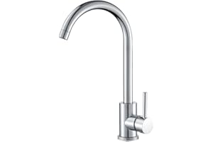 VALAZ Grifos Cocina Fregadero Cromado Alta Presión | Grifo Monomando, Giratorio 360º, Ahorro de Agua | Instalación Fácil y Rápida | Latón, Acero Inoxidable, Serie Misisipi