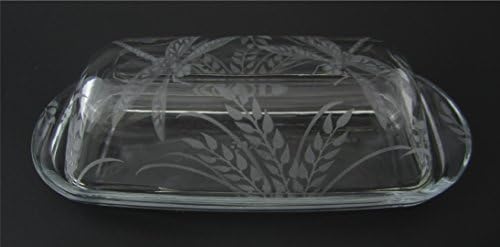 Hand Etched Permanently Sandblasted (Sand Carved) Glass Dragonfly & Grass Butter Dish Serving Tray Handmade USA by shipityourway