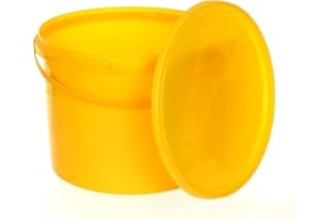 ‎BENBOW BenBow Eimer mit Deckel 10l gelb 10x 10 Liter - lebensmittelecht, stabil, luftdicht, auslaufsicher, geruchsneutral - Aufbewahrungsbehälter aus Kunststoff, mit Henkel - leer