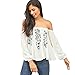 Produktbild DOLDOA  Tops & Shirts  Frauen off Schulter Blumendruck Langarm Bluse Casual Tops T-Shirt (Größe: L Fehlschlag: 88-98cm / 34.6-38.6 ")