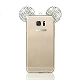 Galaxy S7 Edge Hülle, MOMDAD Diamant Bling Strass Handyhülle für Samsung Galaxy S7 Edge Schutzhülle Handmade Cartoon Maus Mouse Ohr Ear Rückseite Case Cover Transparent TPU Silikon Weich Glitzer Glänzend Telefonkasten Abdeckung Schutz Kratzfeste Stoßdämpfende Handy Tasche Schale Bumper – Kristall Klar - 5