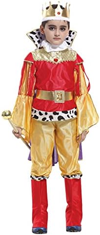 Amur Leopard Medieval King Boys Prince Cosplay Fancy Dress Nativity Royal Renaissance Kids Childrens Costume , red, X-Large
