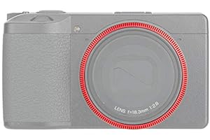 JJC Metallring Ringkappe Adapter für Ricoh GR III GRIII GR3 DSLR Digital Kamera, ersetzt für Ricoh GN-1 Akzentring - rot