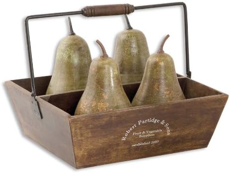 High Pointe Furnishings, Telfor Decorative Pears In Basket, Set of 5