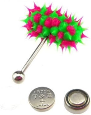 Yingyu 2 Vibrating Tongue Bar Stud Ring Koosh Ball Body Piercing Jewellery + 8 Batteries