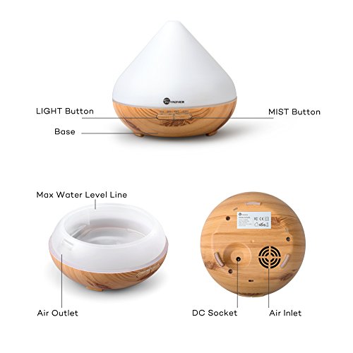 Aroma Diffuser 300ml TaoTronics Luftbefeuchter Oil Düfte Humidifier Holzmaserung LED mit 7 Farben für Yoga Salon Spa Wohn-, Schlaf-, Bade- oder Kinderzimmer Hotel - 6