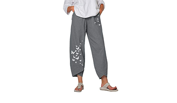 nobranded Pantaloni Larghi Larghi da Donna Estivi Europei e Americani  Pantaloni Casual in Cotone e Farfalle con Stampa Farfalla : Amazon.it:  Abbigliamento