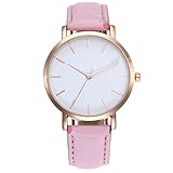 Ouneed® Uhren , Frauen Leder Einfache Geschäft Mode Quarz-Armbanduhr Gift (Rosa)