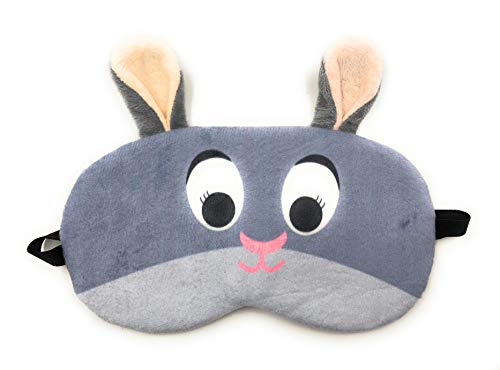 24x7 eMall Fabric Cute Bunny Eye Shade Cartoon Blindfold Eyes Cover Sleeping Travel Rest Patch Relax, Complete black-out Design, Snooze (Grey)