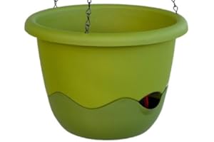 Schumm Plastia Pot de Fleur MARETA ø 25 Suspension + indicateur de Niveau d’Eau Vert Clair + Vert foncé