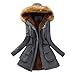 Produktbild Damen Kapuzenjacke Militärmantel CLOOM Ehefrau PlüSch Jacken Lange Pelzkragen Slim Fit Parka Warm Freizeitjacken Retro Frau Bomberjacke Klassisch Mädchen Collegejacke Steppjacke (L, Grau)