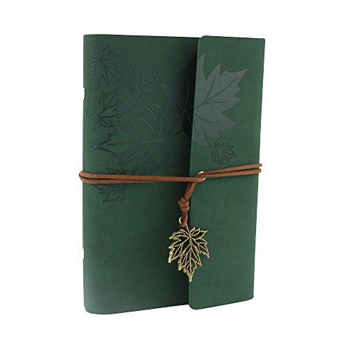 XUAN Libreta Bonitas entre A6-A5,Diarios Antiguo para Escribir Cuero Vintage Cuaderno de Viaje Blanco/unlined/plain notebook Regalo original cumpleaños para Amiga Mujer Hombre Niños Infantiles Verde