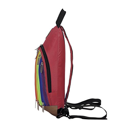 FakeFace Unisex Nylon Rucksack Brusttasche Brustbeutel Regenbogen Stil Kindertasche Schultertasche Umhängetasche Crossbody Bag Tasche für Wandern Reise Trekking Sport Skifahren - 5