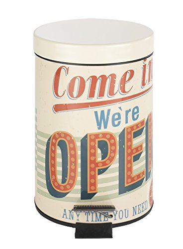 Wenko 21605100 Kosmetik Treteimer Vintage Open, Fassungsvermögen 3 L, Stahl, mehrfarbig, 17 x 17 x 26 cm