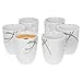 Produktbild 6er Set Kaffeebecher Donna 33cl - Kaffeetasse aus weißem Porzellan mit Linien- Dekor in schwarz, grau und grün