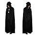 Produktbild Guizen Umhang mit Kapuze Unisex SAMT Kapuzen Umhang Halloween Umhang für Erwachsene Karneval Fasching Kapuzenmantel Kostüm Cape für Halloween Cosplay Kostüme -Schwarz