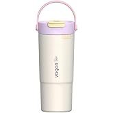 Vagonlife 660ml &Ccedil;ift Renkli Tumbler Pipetli/Pipetsiz Kullanım Kulplu Paslanmaz &Ccedil;elik Termos (Krem)