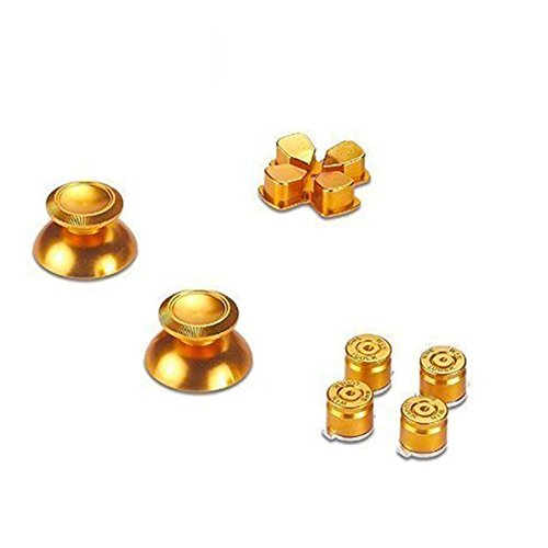 Preisvergleich Produktbild XdremYU Erweiterte Edition Drahtlose / Wired Gamepad Game Controller Joystick Ersatz Durable Metal ABXY Tasten Thumbstick D-Pad kabellos unterstützt Tragbare kompatibelfür Sony PS4 Controller Golden