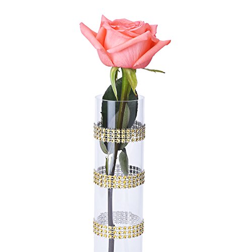 eBoot 4 Row 10 Yard Acrylrhinestone Diamant Band für Hochzeitstorten, Geburtstagsdekoration, Baby Bad Veranstaltungen und Kunsthandwerk Projekt (Gold) - 5