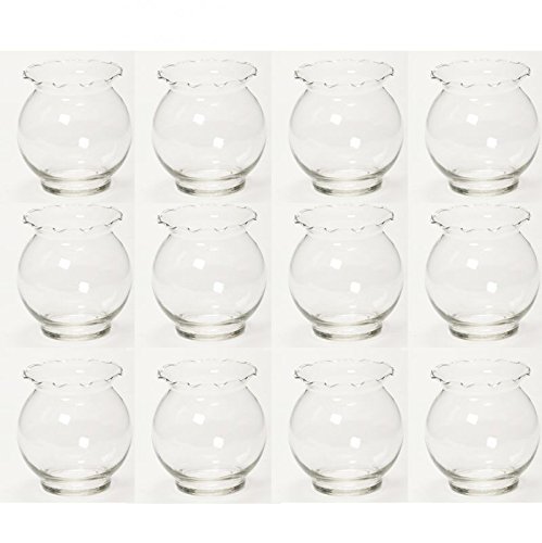 12 x Glasschalen mit Wellenstruktur H 12,5 cm - Glasvase Rundvase Glastopf Vase Orchideenglas