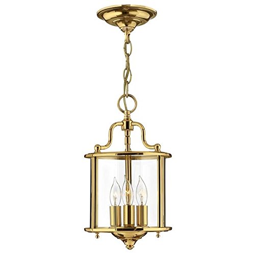Small Solid Brass Chain Hanging Ceiling Light With 3 Candle Stick