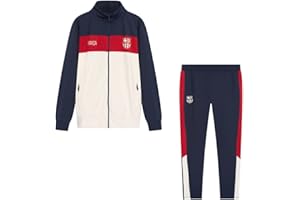 FC Barcelona Tracksuit Blau/Beige 22/23 - Size 116 bis 164 - Trainingsanzuge für Kinder - Langarm Barca Trainingsjacke und Jogginghose - Jacke und Hose für Fussball Training - Barca Tracksuit