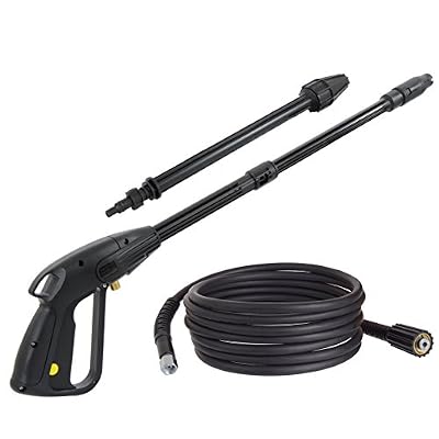 Techkar Pistolet HOBBBY avec lance de buse à rotor Buse réglable Tuyau haute pression de 10 m pour nettoyeur haute pression Kärcher K