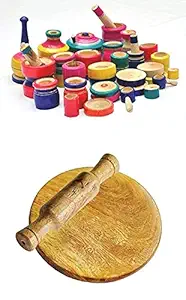 MAMU SHOP Kids Kitchen Wooden Set Cooking appliances Made in India / Choppu Jaman-Multicolour