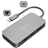 dodocool 6-in-1 Multifunktions-USB-C Hub mit 3 SuperSpeed USB 3.0 Ports Stromversorgung USB-C-Port 4K Video Output Adapter und Gigabit Ethernet Adapter für charge von MacBook Pro, MacBook oder USB