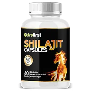 Nutrafirst Pure Shilajit Capsules with Shilajit Extract, Natural, Ayurvedic, 60 Capsules, Pack of 1