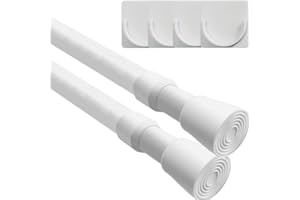 AIITOMG 2Packs Net Curtain Tension Rods for Wardrobe Tension Rods with 4PCS Rod Mount Holder for Cupboards, Bathroom, Windows 83-150 Cm/31.5-59.05 Inch(Diameter:22mm)