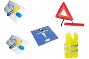 Equilibre et Aventure Kit Auto sécurite : 1 Gilet Jaune EN471 + 1 Triangle de signalisation + 2 éthylotests NF + 1 Disque de stationnement Bleu.