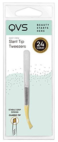 QVS Easi View Tweezer with 24 Carat Gold Plating Stainless Steel Slant Tip