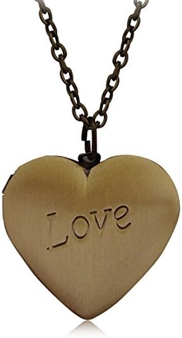 Fajewellery Vintage Heart Flower Photo Picture Locket Pendant Long Chain Necklace for Women