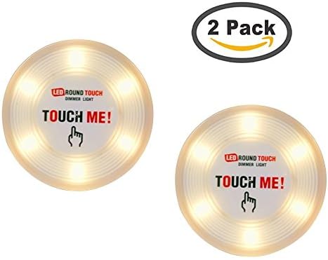 Tougo Large Size 6-LED Super Warm Light Dimmable Touch Light Battery Operated Stick-on Led Tap Lamp Night Light Perfect for Closets,Cabinet,Basement,Kitchen,Storage,Bedroom and Dark Space,2 Pack