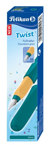 Pelikan P457 Petrol Füller Twist Feder Universell für Rechts-/Linkshänder, M, grün/gelb - 4