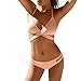 Produktbild Damen Triangle Bikini Set CLOOM Sexy Bikinis Neckholder Swimsuit Frauen Badeanzüge Hollow Out Strandkleidung einfarbige Bademode Monokini Rückenfrei Bikini Sommer Holiday Swimwear (Rosa, M)