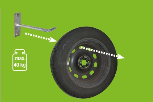 GAH-Alberts 801960 Felgenhalter-Set, galvanisch verzinkt, Überzug mit PVC-Schlauch, Haken: 200 mm, Platte: 120 x 40 x 5 mm - 2