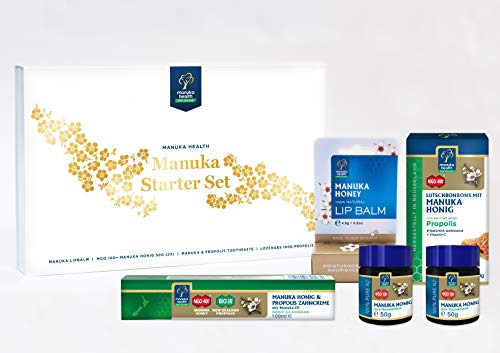 Manuka Health Starter Set, Geschenkset mit Manuka Honig, Lutschbonbons, Zahncreme und Lippenbalsam