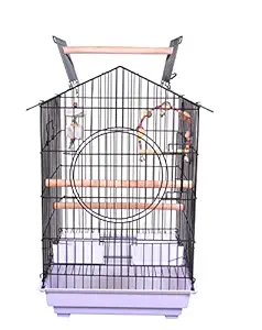 AVI CRAVE top Opening Play cage for Birds (Black),with Mineral Block Toy and Swing Toy for Parrot,Cocktail,Parrot,Conures and Other Birds 17 Lx17 Bx30 H inch