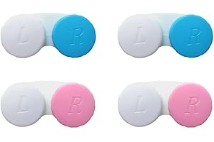 Nazeauf Contact Lens Cases - 4pcs Portable Contact Lens - Travel Contact Lens Cases,Contact Lens Soaking Storage Case with L and R Caps,Contact Lens Cases Holder Box（Pink+Blue）