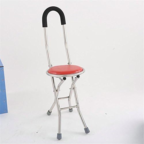 NWYJR Crutches Adjustable Folding Walking Cane Chair Stool with Adjustable Height Cane Seat -Anti-skid stainless steel -with Small 4 Leg Base