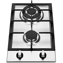 K&H Domino 2x Brûleurs Table de Cuisson Gaz en Acier Inoxydable 30cm WOK 2Z-KHSSW
