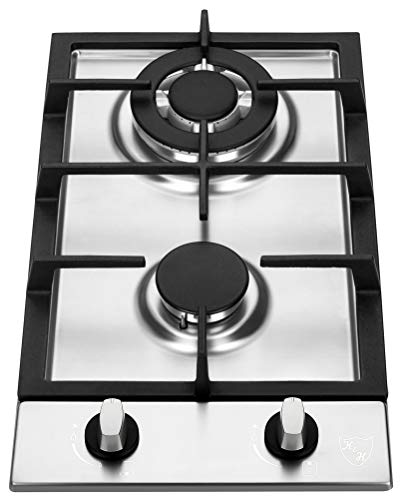 K&H Domino Piano cottura a Gas 2 Fornelli 30cm Acciaio inossidabile WOK 2Z-KHSSW