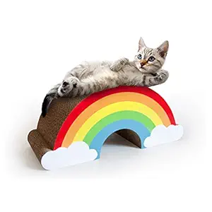 Suck UK Cat Scratching Rainbow | Cardboard Cat Scratcher | Scratch Post | Kitten Toys | Cat Activity Accessories | Cat Scratching Mat | Novelty Cat Scratch Board