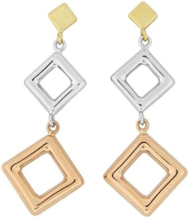 Earrings gold plated 18 K Tricolor with Closure in Pressure.